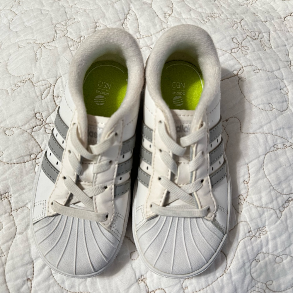 Adidas Neo Superstar Ortholite White Slip On Shoes Shell Toe Toddler Size 8